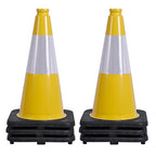 OrangeStar 6-Pack 18" Traffic Cones, Yellow Safety Cones with Reflective Collar, Weighted Base for Driving Practice, Parking Lots, Construction, Flexible PVC, Indoor & Outdoor Use