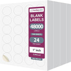 NextDayLabels 1.66 Inch Round Sticker Labels for Printer - Matte White Blanks - 24,000 Laser/Inkjet Printables