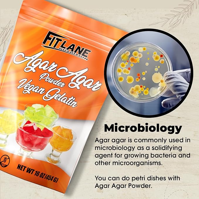 Agar Agar Powder 16 oz - Vegan (Vegetarian) Gelatin - Non GMO, Gluten Free and Nutrient Rich - Substitute for Beef Mix - Unflavored.