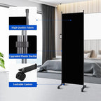 Room Divider 6FT Room Partition with Lockable Wheels, (Thicked Metal Base) Room Dividers, Freestanding Indoor Folding Privacy Screens, Portable Fabric Wall Divider for (Black, 21.5"- 1 Panel)