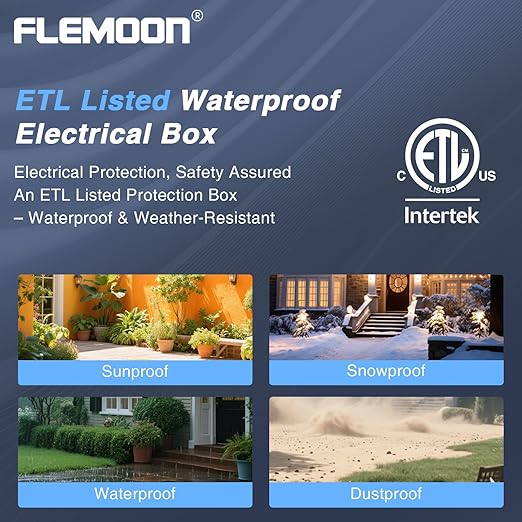 Flemoon Medium Outdoor Electrical Box (11.5x5.2x4 inch), IP54 Waterproof Extension Cord Cover w/6 Cable Entry Ports, Weatherproof Connection Box for Power Strip, Timer, Holiday Lights, Orange