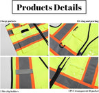 Safety Vest Reflective High Visibility with 5 Pockets ＆Zipper Class 2 Adult Unisex Construction Security Workwear