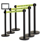 VIP Crowd Control Retractable Belt Queue Safety Stanchion Barrier Set, 36" Ht, 78" Caution Belt + Wall Bracket (6 Posts Belt+SFrame+WBracket) …