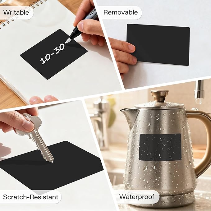 500 Pcs Rectangle Inventory Stickers Vinyl 3 × 5 Inch Moving Labels for Storage Bins Self Adhesive Color Coding Labels Waterproof Removable for Boxes Warehouse Classroom Office, Black