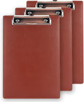 A5 Clipboard,3 Pack PU Clipboards with Hanging Hole for Office,School or Restaurant,Brown