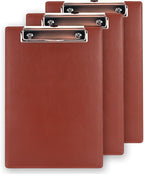 A5 Clipboard,3 Pack PU Clipboards with Hanging Hole for Office,School or Restaurant,Brown