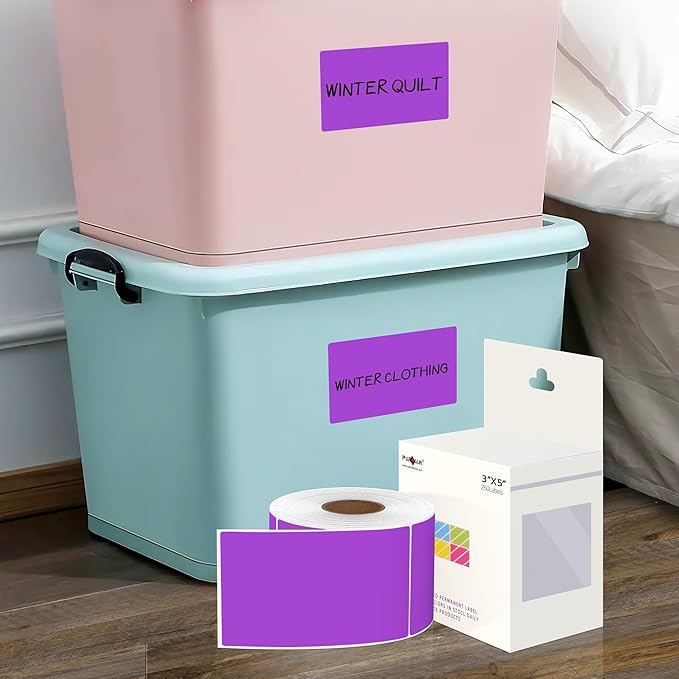 PARLAIM 3 X 5 Inch 4Rolls/1000 Per Roll Rectangle Inventory Color Coding Labels,Roll Square Label Stickers for Home (Purple)