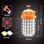 100W LED Temporary Work Light Fixture 16000 Lumen Daylight White 5000K, IP64 Dust & Waterproof, Stainless Steel Protective Cover for High Bay Construction Jobsite Workshop