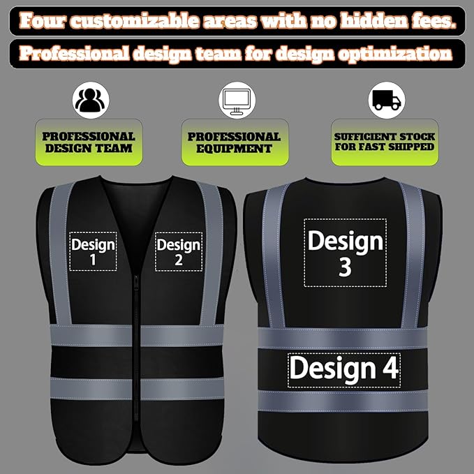 BeautyWill Custom Safety Vest Customized Logo Class 2 High Visibility Reflective Vest with Pockets Construction workwear