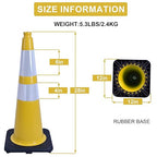 OrangeStar 6-Pack 28" Traffic Cones, Yellow Safety Cones with Reflective Collars, Heavy Duty Base for Construction, Parking Lot, Road Work, Flexible PVC, Indoor & Outdoor Use
