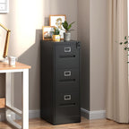 Black Metal File Cabinet with 3 Drawer,Vertical File Cabinet with Lock for A4/Letter/Legal Size Files,Steel Filing Cabinets for Home Office,Assembly Required