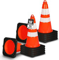 Pyle 18" PVC Traffic Cones, 10-Pack Safety Cones for Parking, Construction, Roadwork, & Sports Training, High-Visibility Orange, Durable, Stackable Design, Heavy-Duty Base for Stability in All Weather