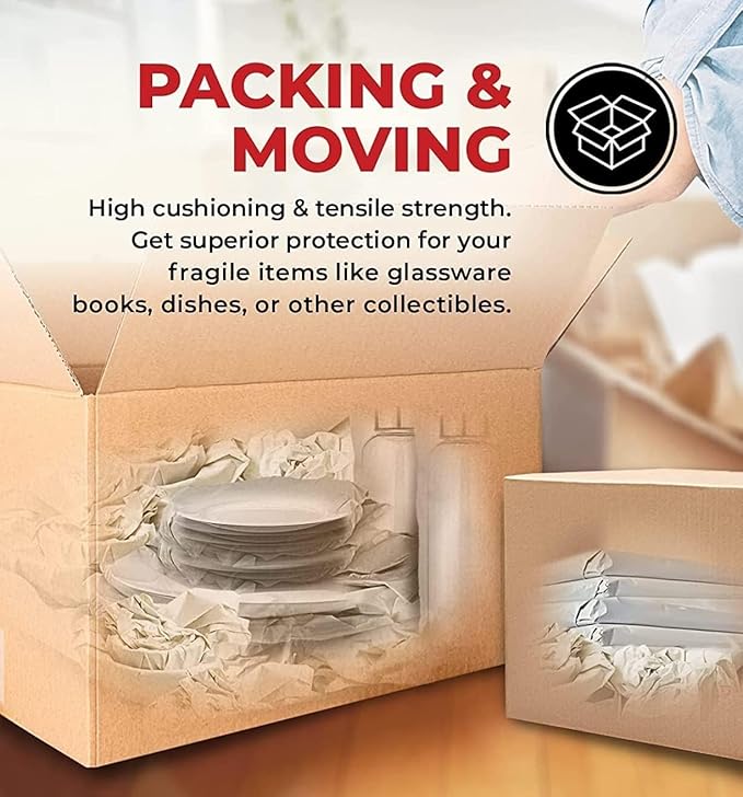 WAUPPY Newsprint Packing Paper Sheets for Moving, Shipping, Box Filler, Wrapping and Protecting Fragile Items 2.6 Lbs (100 Sheets, 26” x 15”)