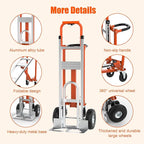 3 in1 Convertible Hand Truck, Folding Aluminum Hand Trucks 880lb Load Appliance Dolly, Heavy Duty Dolly Cart Converts Platform Cart, Portable Cart Luggage,Travel,Moving,Shopping,Office Use (Orange)