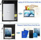 Fireproof Waterproof Money Document Bag - 2 Pack Safe Upgraded Zipper Bags, Fire & Water Resistant Storage Organizer Pouch for A4 A5 Documents Holder,File,Cash,Jewelry,Passport,Tablet,Laptop (Black)