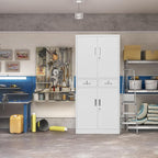 Metal Storage Cabinet, 71 Inch Tall Metal Storage Cabinet with Doors and Shelves, Pantry Cabinets with 2 Drawers for Kitchen Storage, Garage Cabinet for Living, Dining Room, Assemble Required