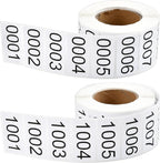 0001-2000 Pieces Inventory Number Sticker, 2 Roll Consecutively Numbered Labels Waterproof Tag, Self-Adhesive Numbered Sticker for Storage Classification Supplies (1.5 x 0.79 Inch)