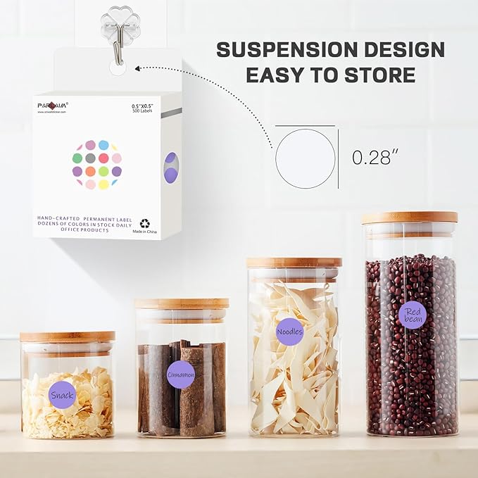 PARLAIM 1/2 Inch Round Adhesive Color-Code Dot Stickers,500 Stickers Inventory Dots Label in Dispenser Box,Lavender Circle Coding Labels for Office Home (Lavender)