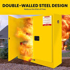 60 Gallon Yellow Flammable Storage Cabinet, Fireproof Steel Chemical Storage Locker with Adjustable Shelves, for Flammable Liquids, Industrial Use, Free Returns!