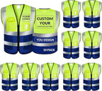 BeautyWill Custom Safety Vest Logo Class 2 High Visibility Reflevtive Vest Outdoor Protective Workwear