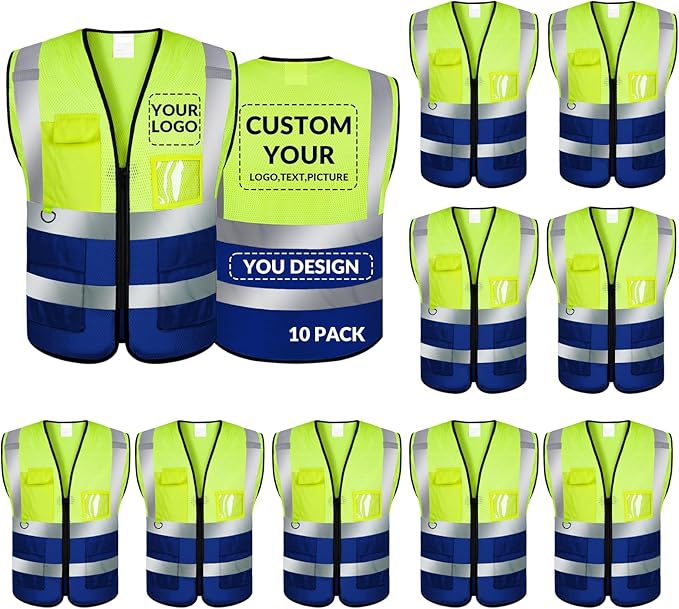 BeautyWill Custom Safety Vest Logo Class 2 High Visibility Reflevtive Vest Outdoor Protective Workwear