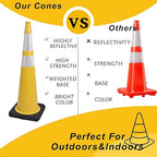 BESEA 6Pack 36” inch Traffic Cones Yellow Road Parking Cones Construction Safety Cone Structurally Stable for Traffic Control(Yellow Color)