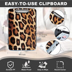 Leopard Brown Storage Clipboard with Pen Holder & Low Profile Clip, Folder - Heavy Duty Plastic Clipboard, Teacher & Office Must Haves