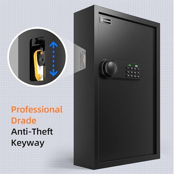 XDeer 122-Keys Key Lock Box Wall Mount with Advanced Anti-Theft Deposit Key Slot & LED Light, Key Cabinet with Combo and Key Lock, Key Safe for Hotels & Office & Companies & Car Dealerships