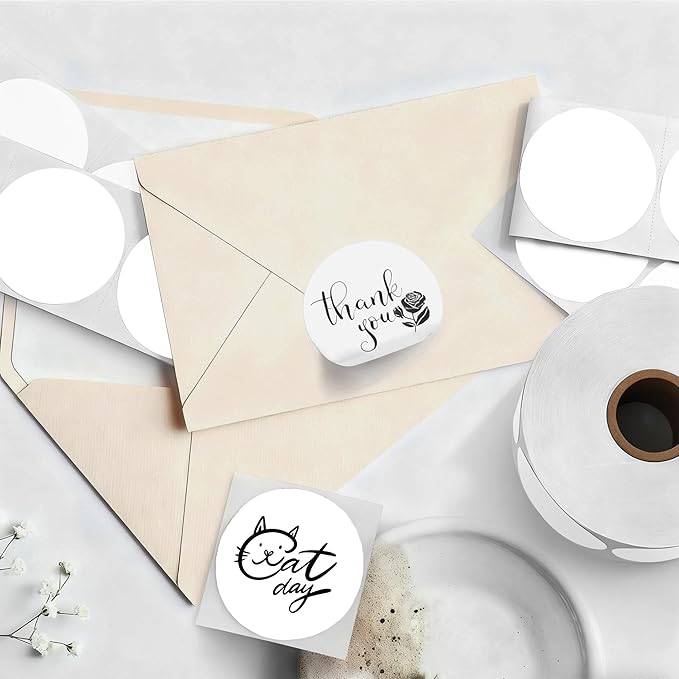 2 inch Dot Stickers Labels Circle Garage Sale Sticker 750Pcs Round Thermal Printer Stickers Printable Writable Price Labels for Yard Sale, White