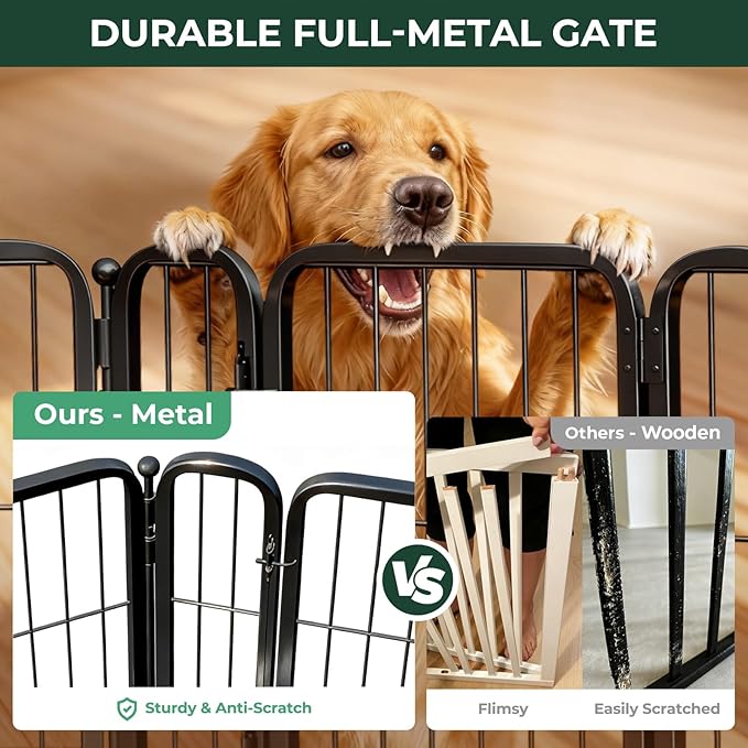 FXW Dog Gate Extra Wide Designed for Indoor Use, Adjustable Width Up to 55-inch Wide (40" H 2 Wire Panels for Medium and Large Dogs), Black