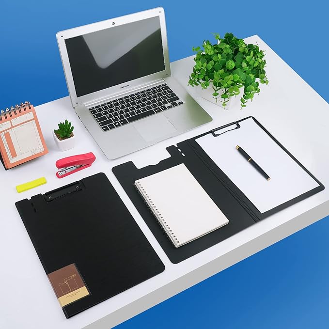 A4 Clipboard Folder,5 Pack Foldable Clipboards with Cover,Clip Board for Office School Business Classroom(Black)