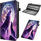 Car Registration and Insurance Holder, Leather Car Glove Box Organizer, Cool Car Accessories for ID, Driver's License Cards & Essential Document, business cards, Men&Women,Cool Wolf Moon