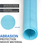Split Braided Cable Sleeve，Flexible Wire Loom Tubing, Automotive Cord Protector Pet Proof, Cable Management for Computer TV Electric Wires Harness 16ft (Sky Blue, 5mm（3/16")