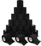[24Pack 2" x5 Yards] Carbou-Self Adhesive Bandages Sports Wrap, Athletic Elastic Cohesive Bandage for Sports, Injuries, Treatments, and Recovery, First Aid Tape Vet Wrap for Cat, Dog Black