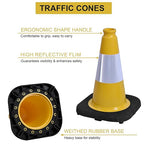 OrangeStar 8-Pack 12" Traffic Cones, Yellow Safety Cones with Reflective Collar, Weighted Base for Driving Practice, Parking Lots, Construction, Flexible PVC, Indoor & Outdoor Use