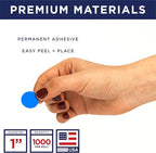 Blue 1-Inch Circle Dot Stickers – 1,000 Round Strong Adhesive Labels per Roll, Colored Stickers for Garage Sale Price Tags, Classroom, Inventory, Office & Yard Sale Supplies, Made in USA
