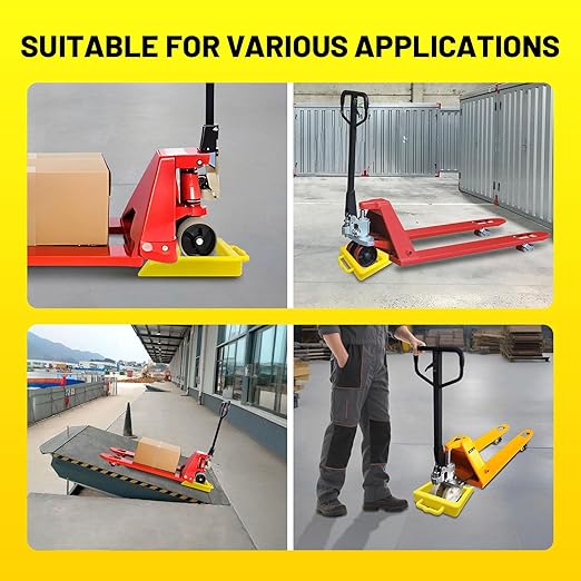 Pallet Jack Wheel Chock 2 Packs, Premium Pallet Jack Stopper for Truck 13.4" Length x 10.6" Width x 1.9" Height (Yellow)