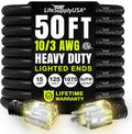 50ft Outdoor/Indoor Extension Cord 10/3 Gauge Ultra Heavy Duty 3 Prong SJTW, Waterproof, ETL Listed, Flexible Cold-Resistant Long Power Cord,15A 125V 1875W, Black by LifeSupplyUSA