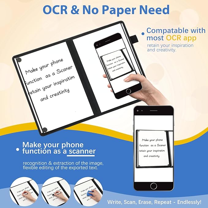 6 Sides Whiteboard Notebook Portable Whiteboard Dry Erase Notebook Portable Dry Erase Board Double Sided Folding Whiteboards White Board for Office Study Meeting(Black,A5: 6"×9”)