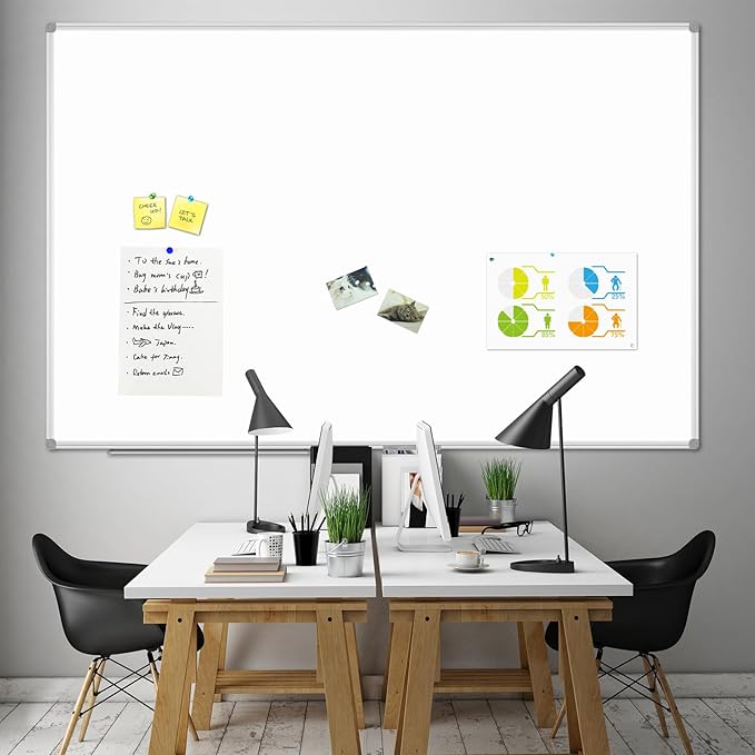 JILoffice Large Magnetic White Board, Dry Erase Board 72 x 48 Inch, Silver Aluminum Frame Wall Mounted Board for Office Home and School