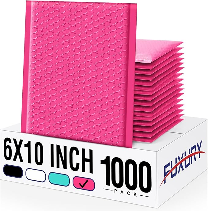Fuxury Bubble Mailers 6x10" Pink Padded Envelopes 1000Pack Strong Adhesion Thick Padded Mailers for Small Business Mailing Small Items,Jewelry,Makeup