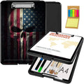 Clipboard with Storage,Office Supplies Nursing Clipboards Folder with Pen Holder Plastic Foldable Clip Board with Storage for Nurse Teacher,Skull Flag