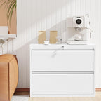 INTERGREAT Lateral File Cabinet 2 Drawer, Metal 2 Drawer White Filing Cabinet with Lock for Home Office, Locking File Cabinets for Letter/Legal/F4/A4 Size Hanging Files, Easy Assembly