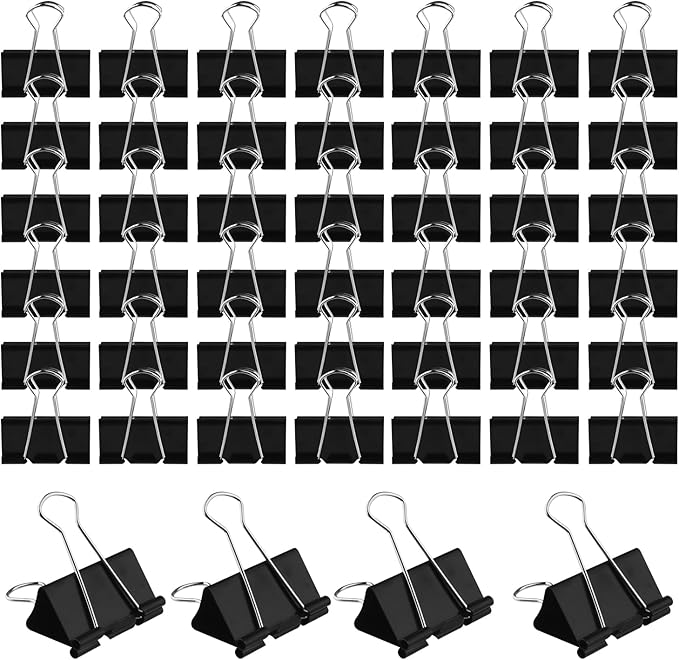 Large Heavy Duty Clips 2 Inch Black Extra Large Paper Clips Big Size Paper Clamps Metal Clips for Binder Clips Office and Home Supplies - 48 Pcs