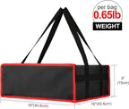 Bodaon Insulated Pizza Bags for Food Delivery 16" x 16" x 6", Compact Pizza Bag Holds 3 Boxes, Foldable Thermal Carrier for Delivery Staff Black-Red