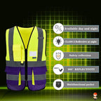 safety vest purple and yellow