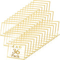 36 Pack Acrylic Sign Holder Gold Frame Table Numbers Slanted Back Menu Display Stand Clear Flyer Document Photo Display Holders Plastic Table Signs for Wedding Office(Horizontal Style,4 x 6 Inch)