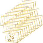 36 Pack Acrylic Sign Holder Gold Frame Table Numbers Slanted Back Menu Display Stand Clear Flyer Document Photo Display Holders Plastic Table Signs for Wedding Office(Horizontal Style,4 x 6 Inch)