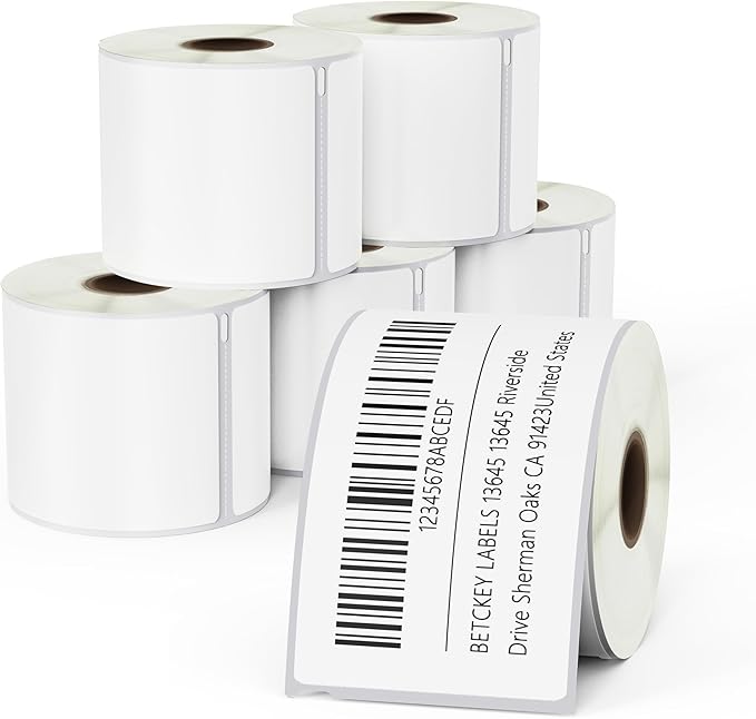 BETCKEY - Removable Film Label Replacement for DYMO 30256 (2-5/16" x 4"), Durable Waterproof Shipping Label - Compatible with Rollo, DYMO 450, 4XL & Zebra Printers[6 Rolls/1800 Labels]