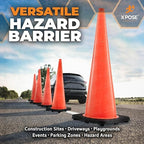 Xpose Safety 36 Inch Orange Traffic Cones Heavy Duty 12lb, Bulk Half Pallet 125-Pack - Multipurpose PVC Plastic Safety Cone for Parking, Soccer, Caution, Kids and Construction - DOT Approved